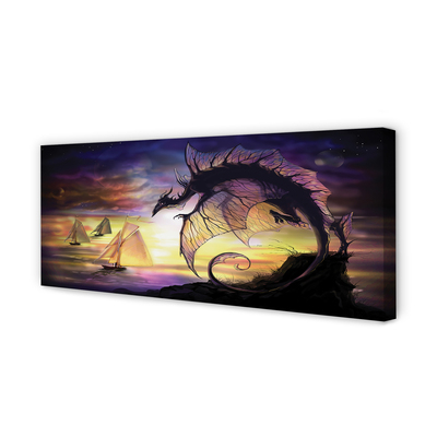 Fototryck canvas Dragon havet fartyg moln