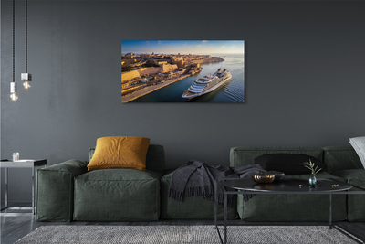 Fototryck canvas Fartyg havet stads himmel