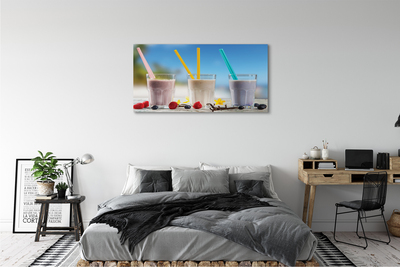 Canvas bild Cocktailglas med färgglada sugrör