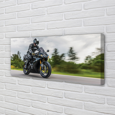 Bild på canvas Motorcykel himmel moln väg