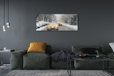 Fototryck canvas Vinter bilar snö stad