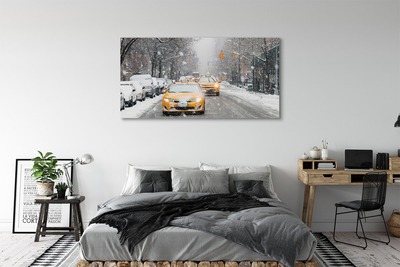 Fototryck canvas Vinter bilar snö stad