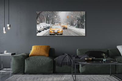 Fototryck canvas Vinter bilar snö stad