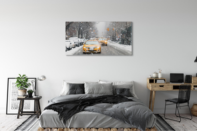 Fototryck canvas Vinter bilar snö stad