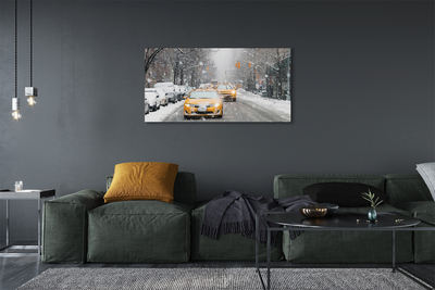 Fototryck canvas Vinter bilar snö stad