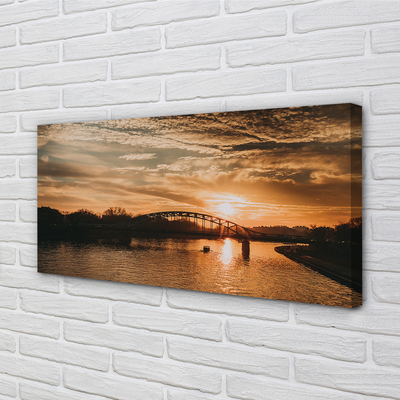 Fototryck canvas Krakow Bridge solnedgång floden