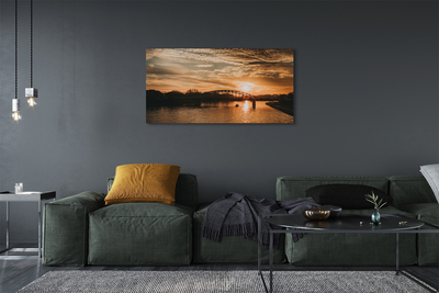 Fototryck canvas Krakow Bridge solnedgång floden