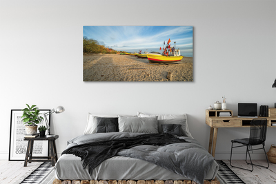 Canvas bild Gdańsk Beach, båtar, hav