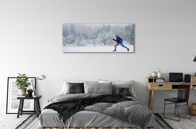 Fototryck canvas Skog vinter snö man