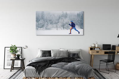 Fototryck canvas Skog vinter snö man