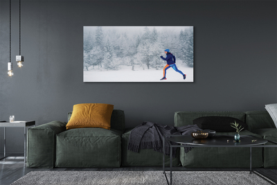 Fototryck canvas Skog vinter snö man