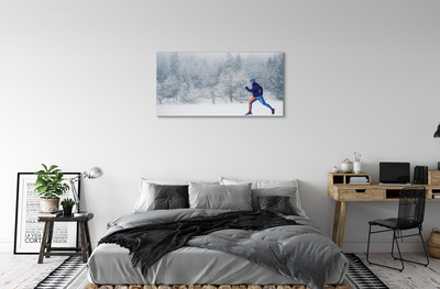 Fototryck canvas Skog vinter snö man