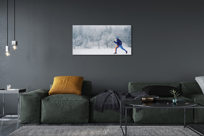 Fototryck canvas Skog vinter snö man