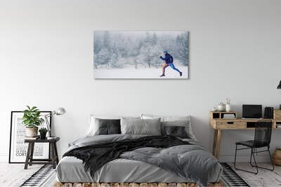 Fototryck canvas Skog vinter snö man