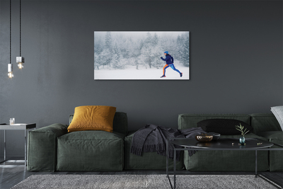 Fototryck canvas Skog vinter snö man