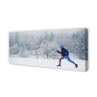 Fototryck canvas Skog vinter snö man