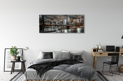 Canvas bild Bridge natt panorama