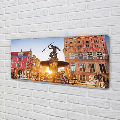 Fototryck canvas Gdańsk Monument fontän