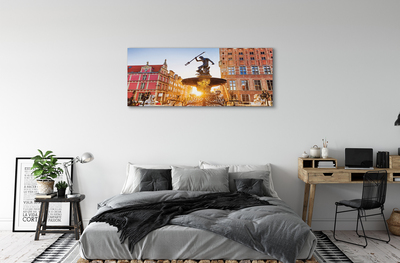 Fototryck canvas Gdańsk Monument fontän