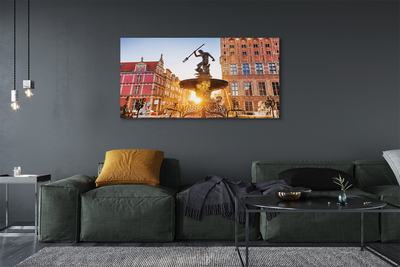 Fototryck canvas Gdańsk Monument fontän