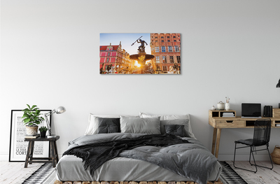 Fototryck canvas Gdańsk Monument fontän