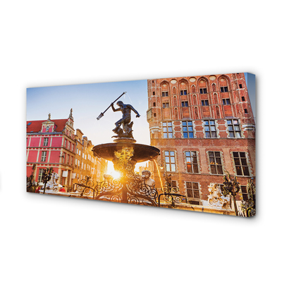 Fototryck canvas Gdańsk Monument fontän