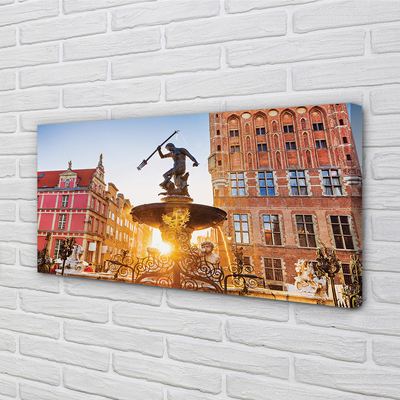 Fototryck canvas Gdańsk Monument fontän