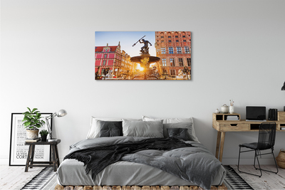 Fototryck canvas Gdańsk Monument fontän