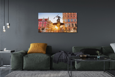 Fototryck canvas Gdańsk Monument fontän