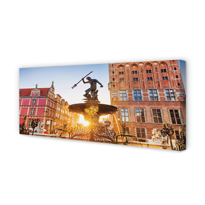 Fototryck canvas Gdańsk Monument fontän