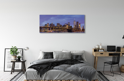 Bild canvas Sunset bridge floden