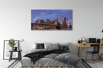 Bild canvas Sunset bridge floden