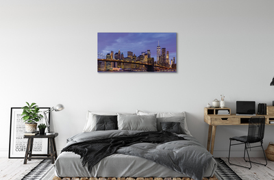 Bild canvas Sunset bridge floden