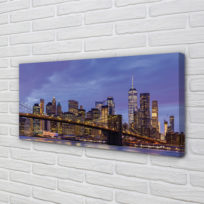 Bild canvas Sunset bridge floden