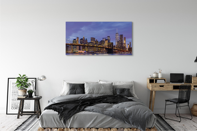 Bild canvas Sunset bridge floden