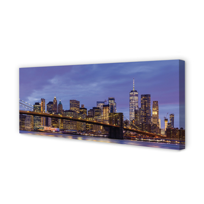 Bild canvas Sunset bridge floden