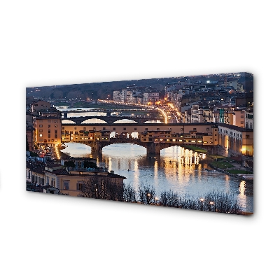 Foto till canvastavla Italien Broar på floden på natten