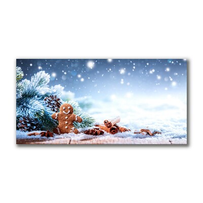 Canvas bild Christmas Pepparkakor Snow Julgran