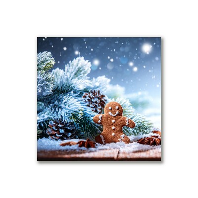 Canvas bild Christmas Pepparkakor Snow Julgran