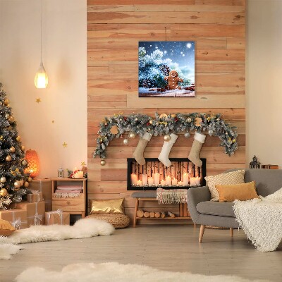 Canvas bild Christmas Pepparkakor Snow Julgran