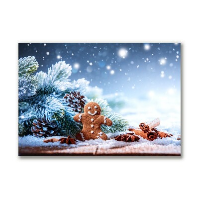 Canvas bild Christmas Pepparkakor Snow Julgran