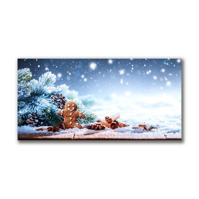 Canvas bild Christmas Pepparkakor Snow Julgran