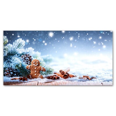 Canvas bild Christmas Pepparkakor Snow Julgran