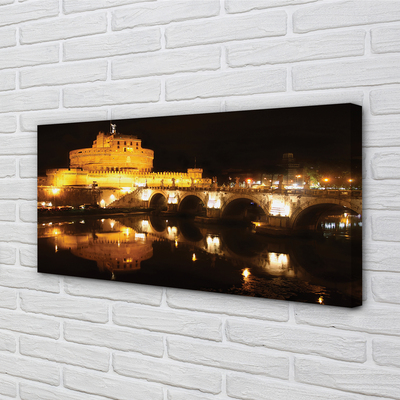Bild canvas Romfloden broar på natten
