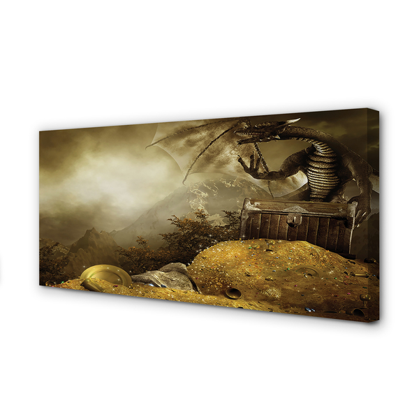 Fototryck canvas Dragon berg guldmoln