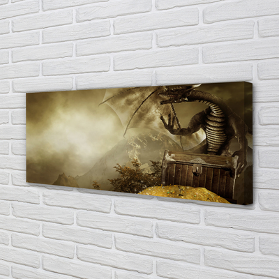 Fototryck canvas Dragon berg guldmoln