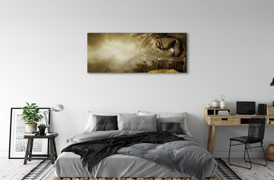 Fototryck canvas Dragon berg guldmoln