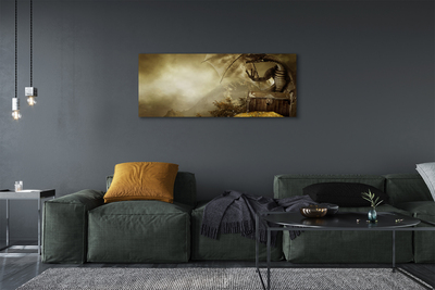 Fototryck canvas Dragon berg guldmoln