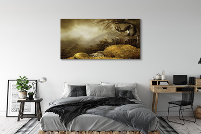 Fototryck canvas Dragon berg guldmoln