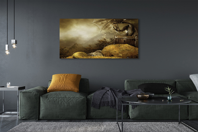 Fototryck canvas Dragon berg guldmoln